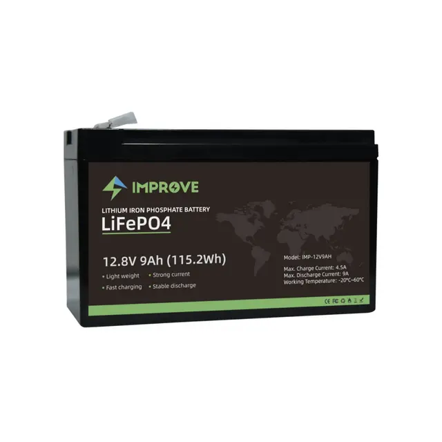 IMPROVE Lithium Batteri 12V 9Ah 12V (LiFePO4) BMS 9A 
