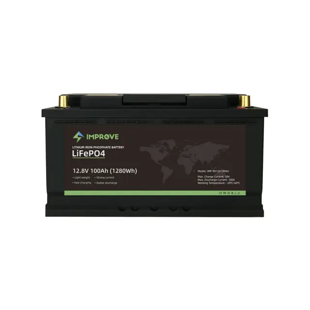 IMPROVE Lithium Batteri 12V 100Ah (LiFePO4) BMS 100a - Bobil 