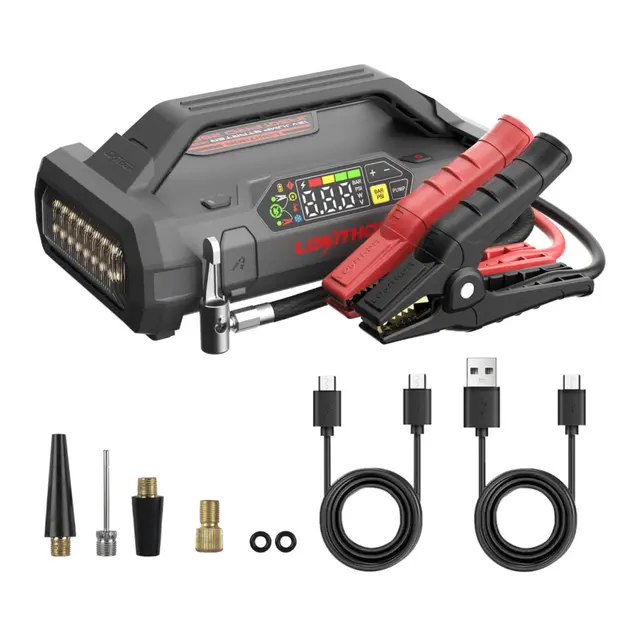 LOKITHOR Lithium Startbooster 12V 2500a med 150 PSI Luftkompressor 