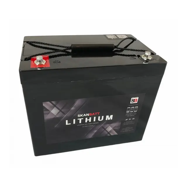 SKANBATT Bluetooth Lithium Batteri 12V 75ah 50A BMS 