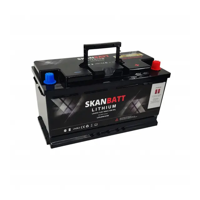 SKANBATT Lithium Start / forbruksbatteri 12V 100Ah  1500ca - Bluetooth 