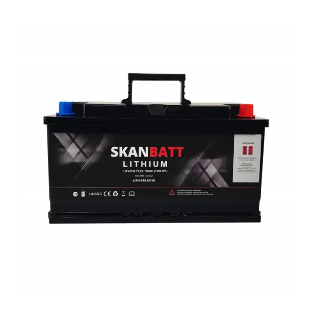 SKANBATT Lithium Start / forbruksbatteri 12V 100Ah  1500ca - Bluetooth 