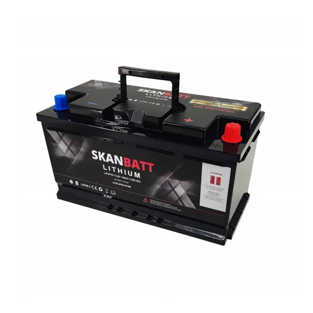 SKANBATT Lithium Start / forbruksbatteri 12V 100Ah  1500ca - Bluetooth 