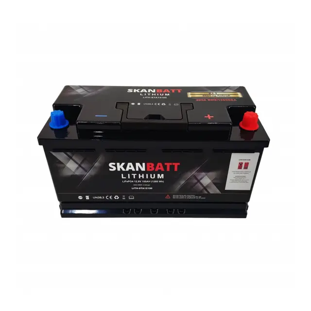 SKANBATT Lithium Start / forbruksbatteri 12V 100Ah  1500ca - Bluetooth 