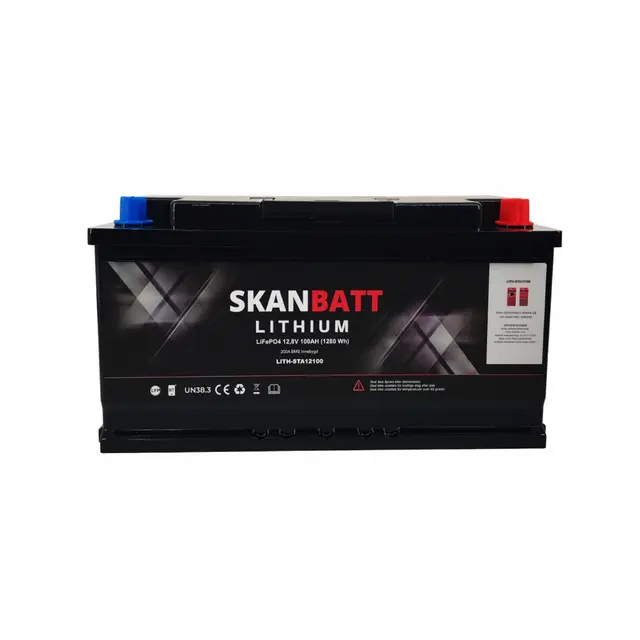 SKANBATT Lithium Start / forbruksbatteri 12V 100Ah  1500ca - Bluetooth 