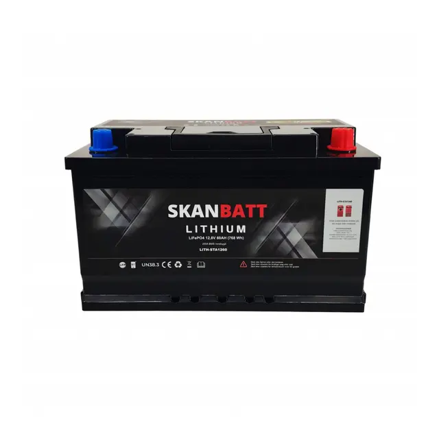 SKANBATT Lithium Start / forbruksbatteri 12V 60Ah 900ca - Bluetooth 