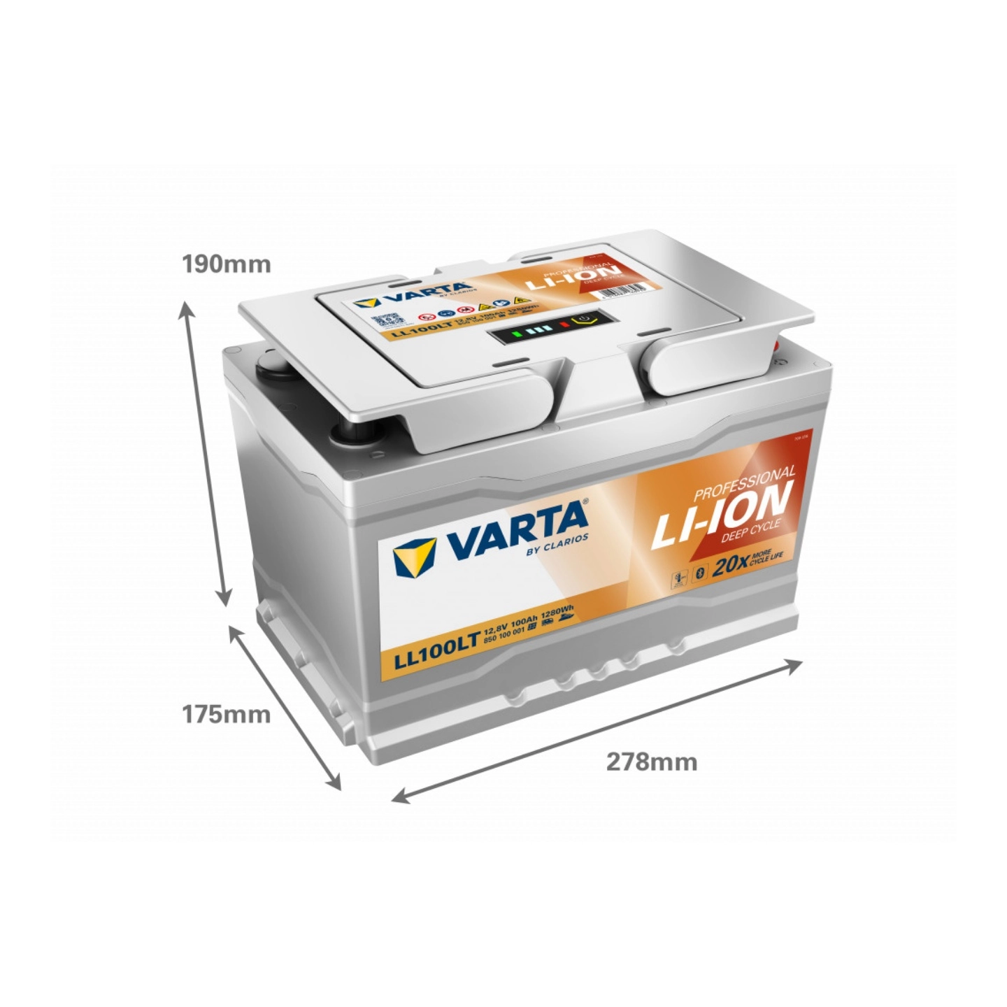 VARTA Lithium Ll100lt 12V 100Ah Heat - Bluetooth - 278x175x190mm
