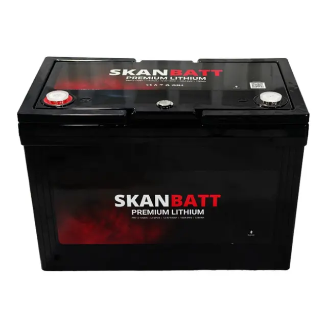 SKANBATT Premium Lithium - 12V 100Ah 100a BMS og Bluetooth - 8 Års garanti 