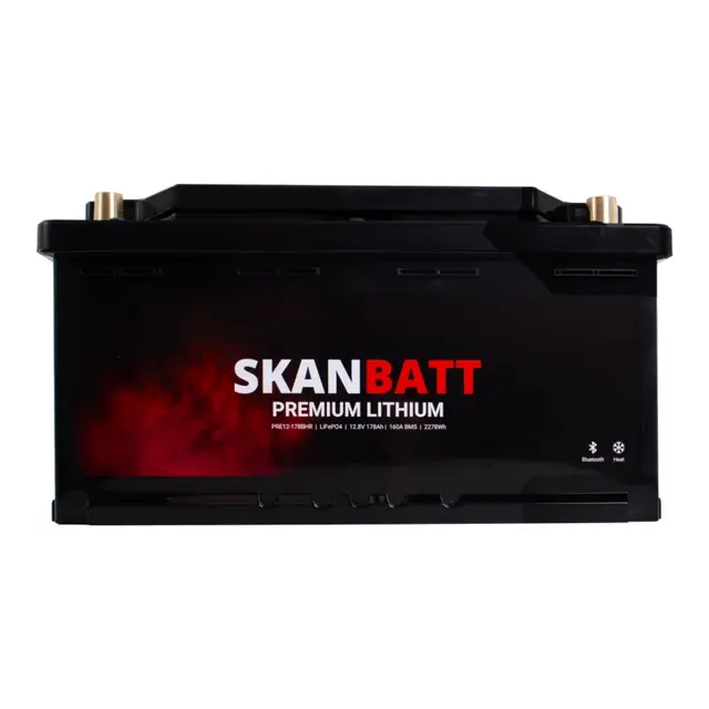 SKANBATT Premium Lithium - 12V 178Ah 160a BMS Bluetooth, Heat - 8 Års garanti 