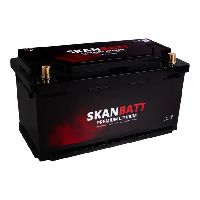 SKANBATT Premium Lithium - 12V 178Ah 160a BMS Bluetooth, Heat - 8 Års garanti 