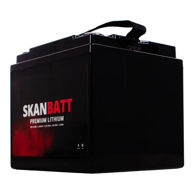 SKANBATT Premium Lithium 12V 50Ah 60A BMS Bluetooth - Heat - 8 Års garanti 
