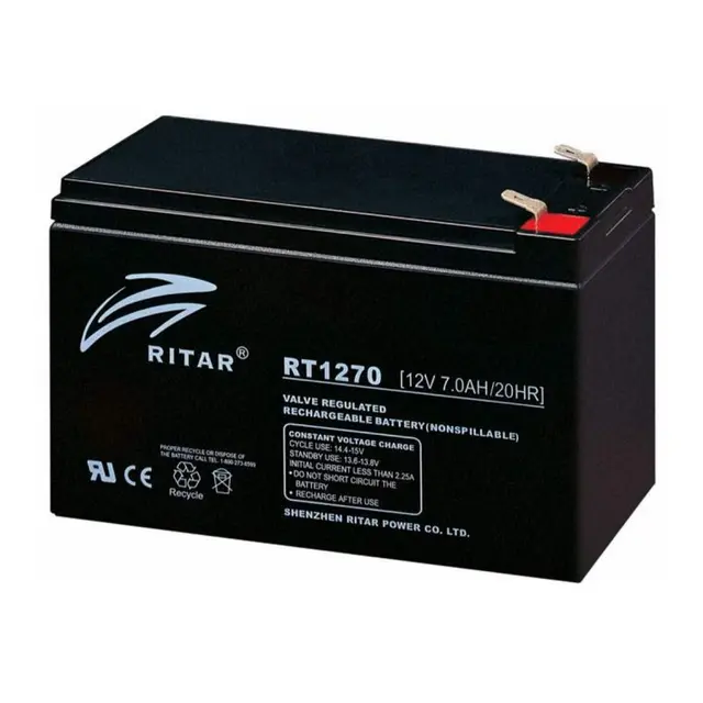 RITAR AGM Batteri 12V 7AH 151x65x94mm F1 