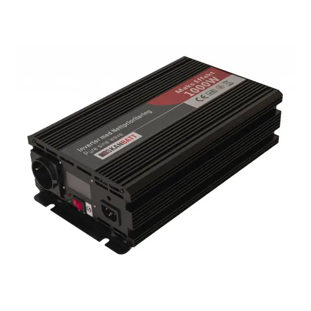 SKANBATT Inverter 12V 1000w Ren Sinus Nettprioritering og Trådløs Fjernk. 