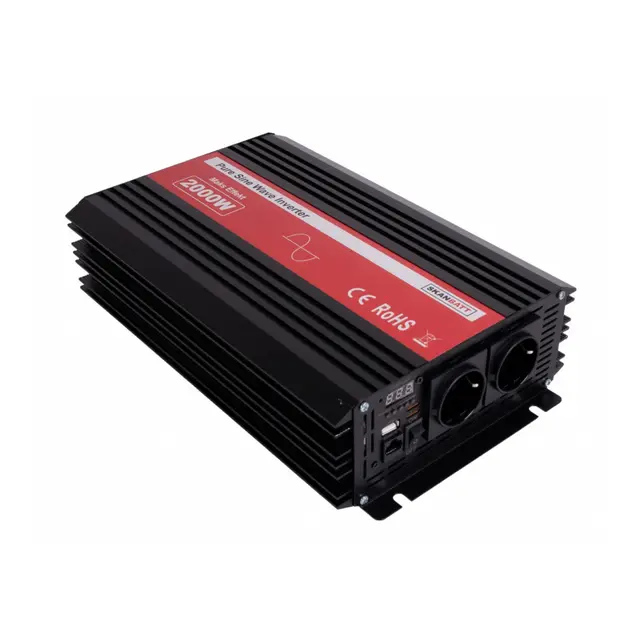SKANBATT Inverter 12V 2000w Ren Sinus m/Kablet Fjernkontroll 