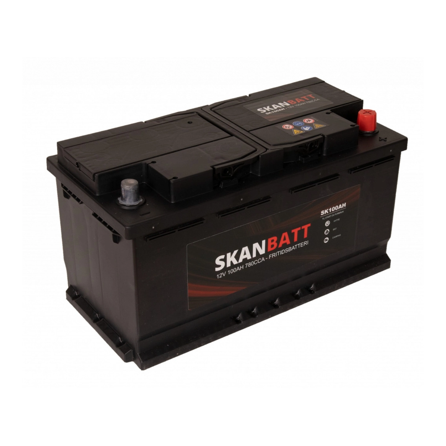 SKANBATT Fritidsbatteri 12V 100ah 780cca (354x175x190/190mm) +høyre