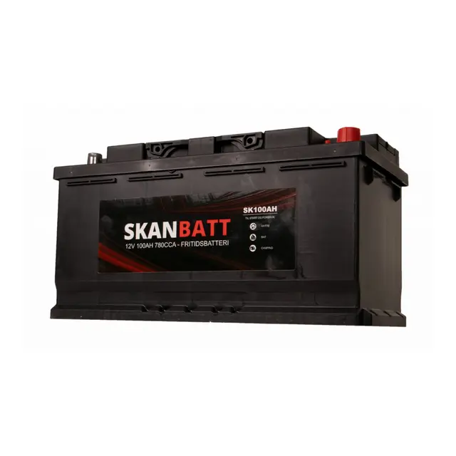 SKANBATT Fritidsbatteri 12V 100ah 780cca (354x175x190/190mm) +høyre 