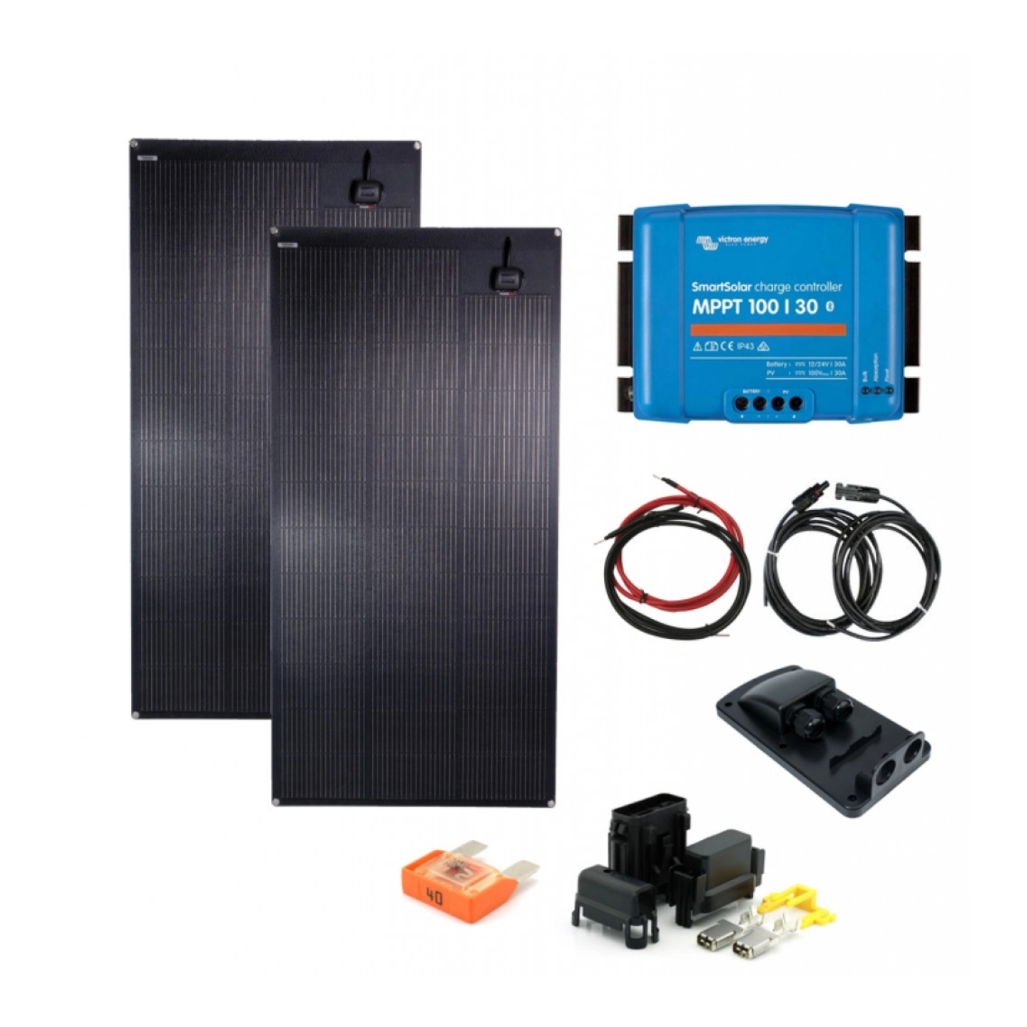 SKANBATT Solcellepanel Pakke Fleksibelt 320W - 1460x540x3mm - Victron 30A MPPT