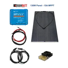 SKANBATT Solcellepanel Pakke Fleksibelt 130W -&#160;1040x680x4mm - Victron 15A MPPT