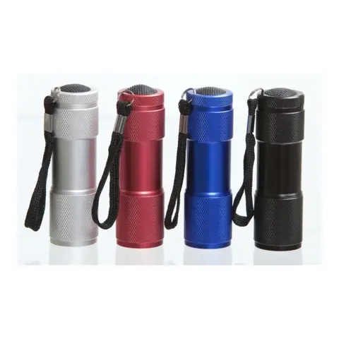 LOMMELYKT Mini Led Alu Kompakt lommelykt med 9 LED. Ass. farger