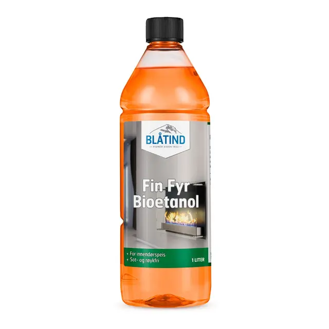 BLÅTIND Fin Fyr Bioetanol - 1L For Spritapparater - Brenner meget rent 