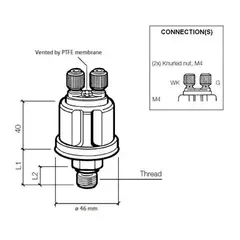 VDO Oljetrykkgiver&#160;10bar 1/8&quot;-27NPTF 1 polet - m/alarm 0.8bar