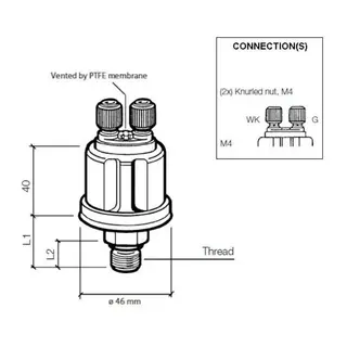 VDO Oljetrykkgiver&#160;10bar 1/8&quot;-27NPTF 1 polet - m/alarm 0.8bar