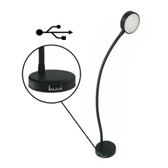 LED kartlampe 9-30v sort med USB Feksibel - vanntett