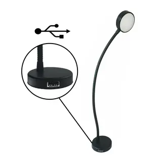 LED kartlampe 9-30v sort med USB Feksibel - vanntett