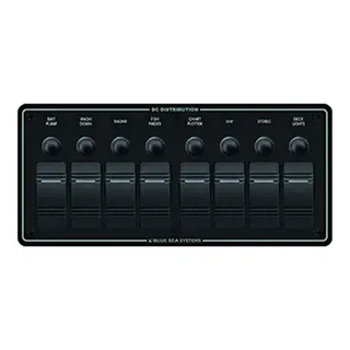BLUE SEA Bryterpanel, 8 brytere sort vanntett (8371) 