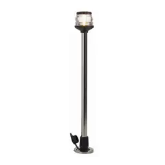 Lanternemast 1m, Avtagb. horisontal 12V inkl. sokkel - SS316 - sort plast topp