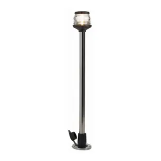 Lanternemast 1m, Avtagb. horisontal 12V inkl. sokkel - SS316 - sort plast topp