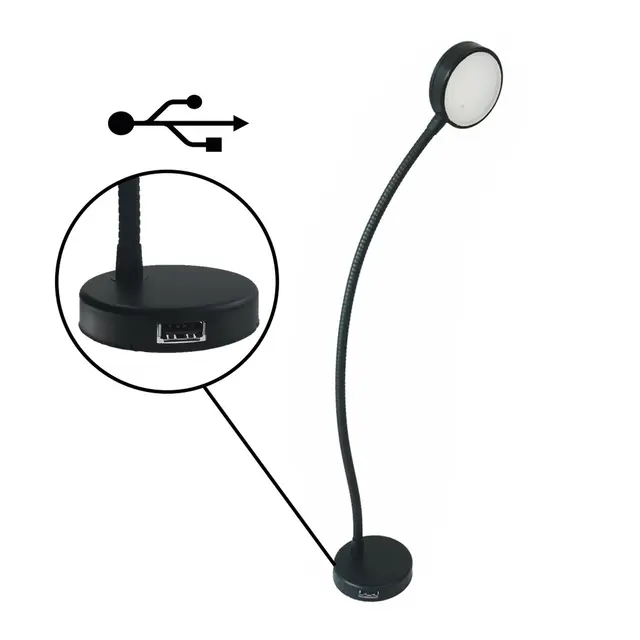 LED kartlampe 9-30v sort Fleksibel - vanntett 