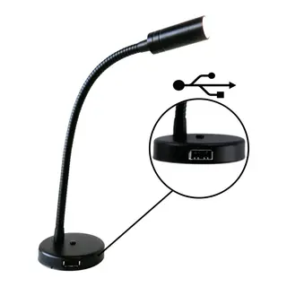 LED leselampe 12/24v - USB kontakt K&#248;yelampe sort