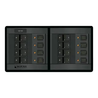 BLUE SEA Automatsikringspanel, 8 kurser 12V - Horisontal