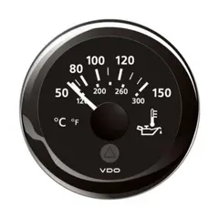VDO Oljetemperatur 52mm sort ViewLine Sort opp til 150&#176;c