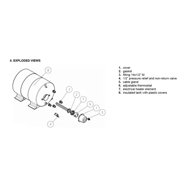 JOHNSON PUMP Varmeelement 500W - AquaH Varmeelement for bereder 500W 