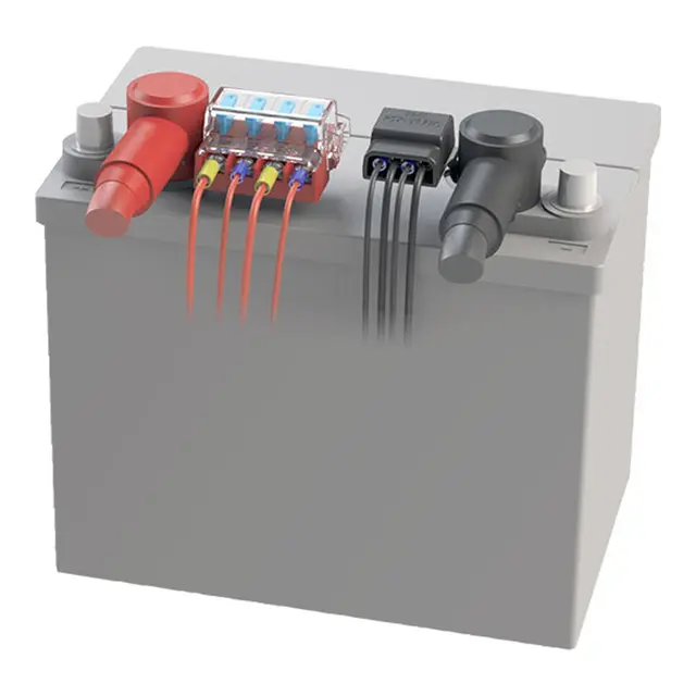 BLUE SEA SYSTEMS Batteriterminal For 4 sikringer + koblingskinne (-) 