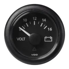VDO Voltmeter 8-16V (12V) ViewLine - &#216;52mm - sort