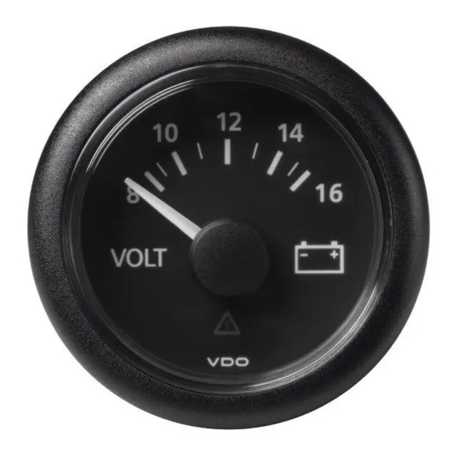 VDO Voltmeter 8-16V (12V) ViewLine - Ø52mm - sort 