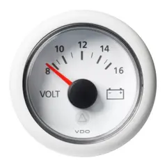 VDO Voltmeter 8-16V (12V) ViewLine - &#216;52mm - hvit