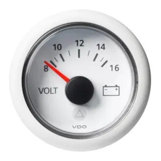 VDO Voltmeter 8-16V (12V) ViewLine - &#216;52mm - hvit