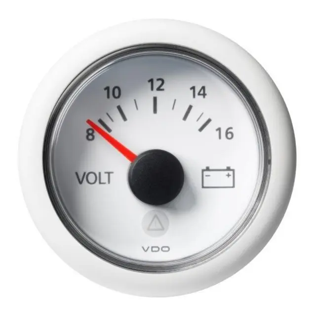 VDO Voltmeter 8-16V (12V) ViewLine - Ø52mm - hvit 