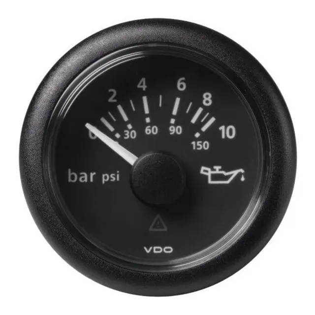 VDO Oljetrykkinstrument 0-10 Bar ViewLine - Ø52mm - sort 