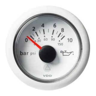 VDO Oljetrykkinstrument 0-10 Bar ViewLine - &#216;52mm - hvit