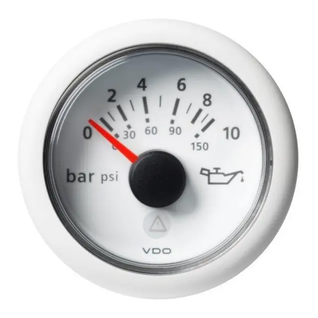 VDO Oljetrykkinstrument 0-10 Bar ViewLine - Ø52mm - hvit 