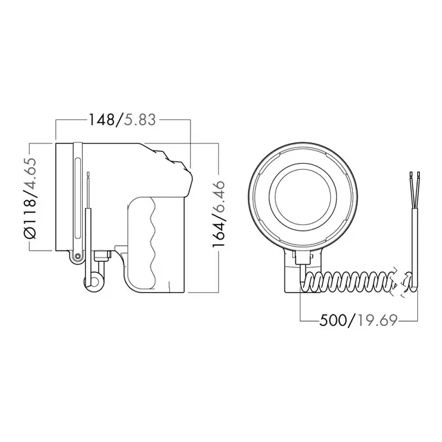 AQUA SIGNAL Søkelys LED Bremen 12V/24V sort, vanntett: IP68 