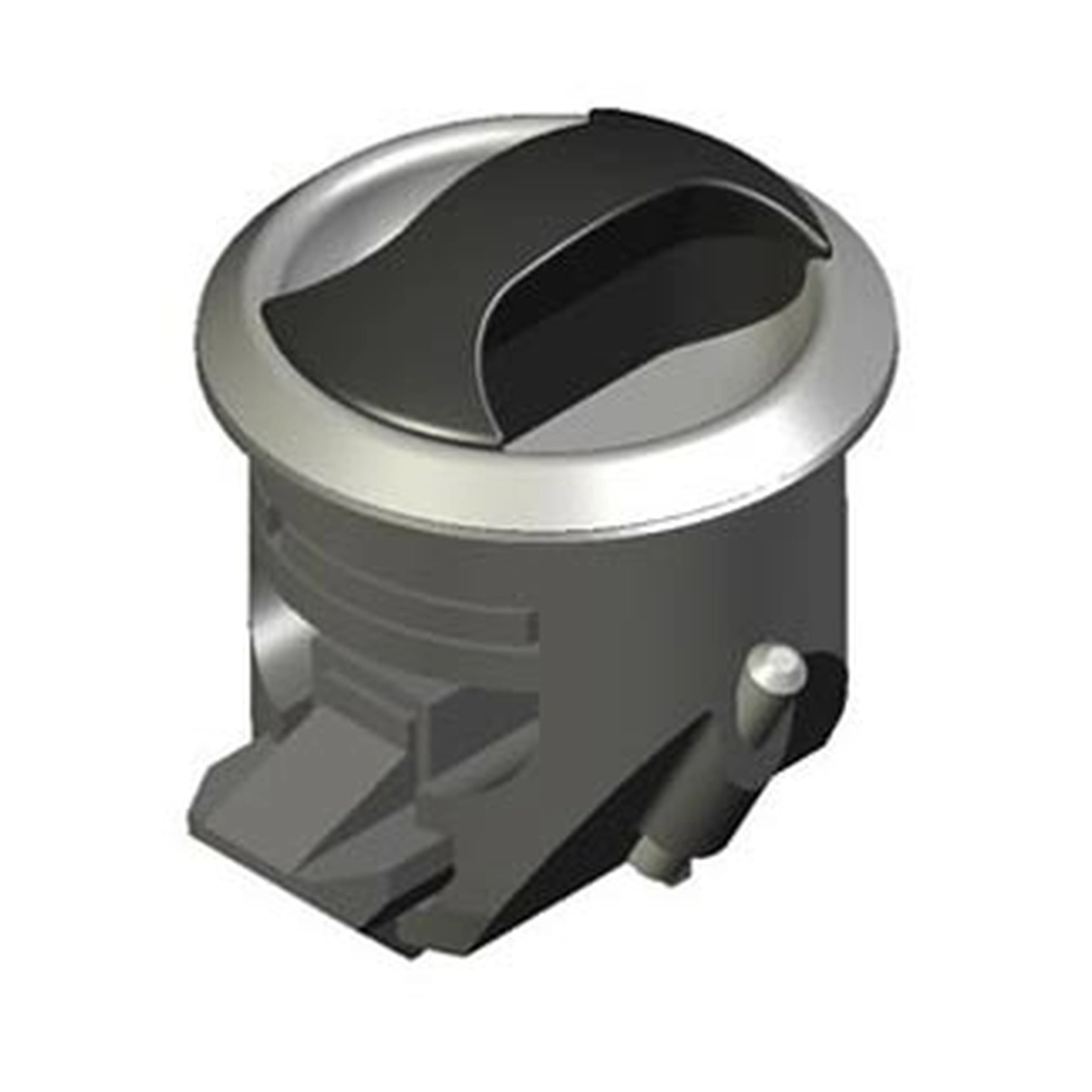 SOUTHCO Luke/skaplås Novibra krom m/sort grep - horisontal (for skuff