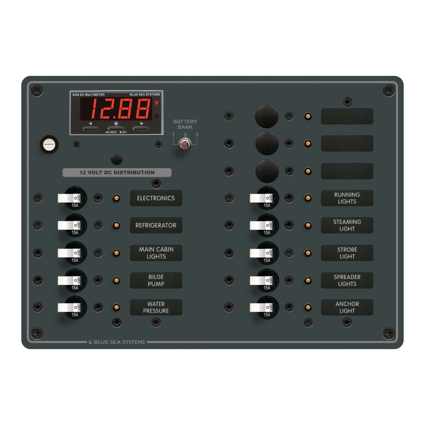 BLUE SEA SYSTEMS Sikringspanel 13 sikringer multimeter (8403)