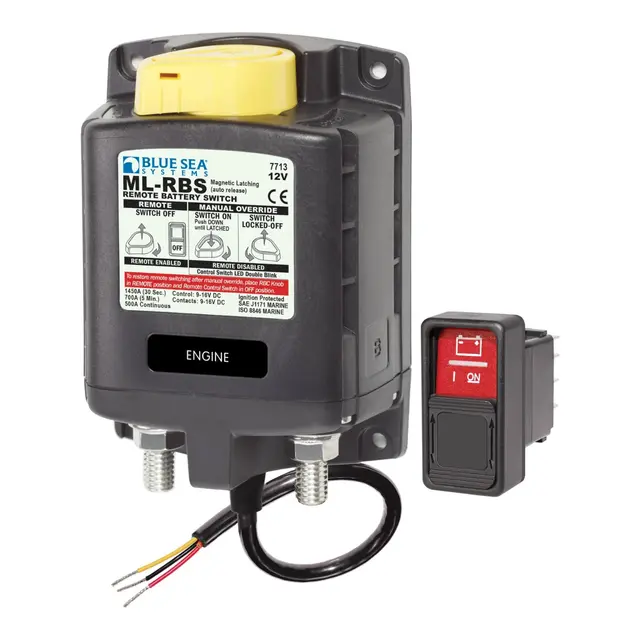 BLUE SEA Fjernstyrt Batteribryter 12V Auto-Release 7713 