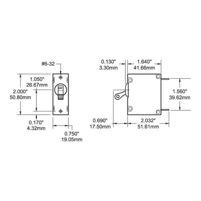 BLUE SEA SYSTEMS Automatsikring 16A A-serien - 2 polet - 12/24VDC/230VAC 